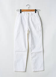 Pantalon chino țesătură poplin mărime normală alb REIKO femeie