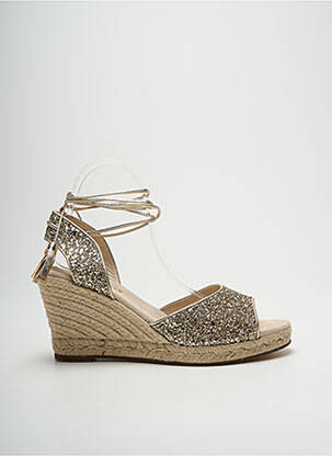 Espadrile închidere cu șireturi toc de 7 la 9 cm auriu ESCADRILLE femeie