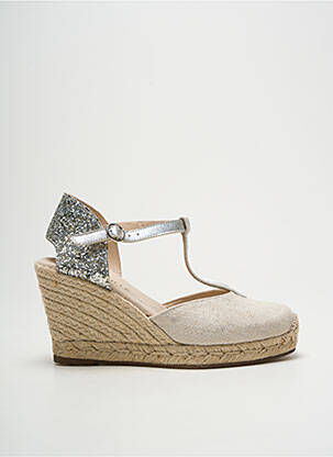 Espadrile vârf rotund toc de 7 la 9 cm argintiu ESCADRILLE femeie