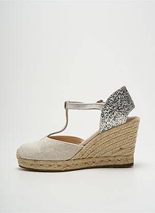 Espadrile vârf rotund toc de 7 la 9 cm argintiu ESCADRILLE femeie