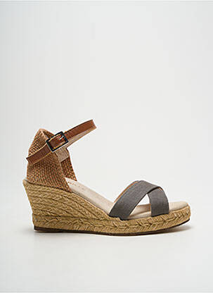 Espadrile țesătură satinată toc de 7 la 9 cm maro ESCADRILLE femeie