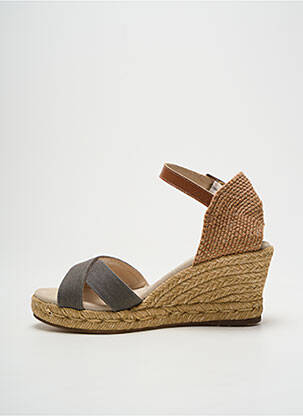 Espadrile țesătură satinată toc de 7 la 9 cm maro ESCADRILLE femeie