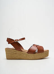 Espadrile țesătură satinată toc de 4 la 6 cm maro ESCADRILLE femme