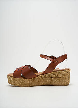 Espadrile țesătură satinată toc de 4 la 6 cm maro ESCADRILLE femeie