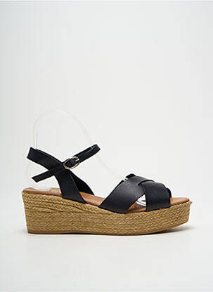 Espadrile țesătură satinată toc de 4 la 6 cm negru ESCADRILLE femeie