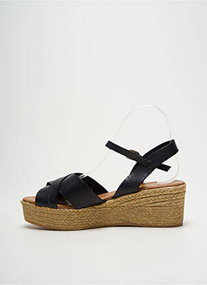 Espadrile țesătură satinată toc de 4 la 6 cm negru ESCADRILLE femeie