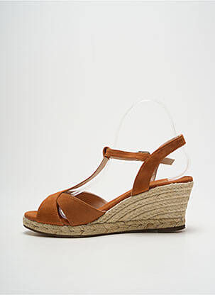 Espadrile țesătură satinată toc de 7 la 9 cm maro ESCADRILLE femeie