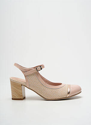 Sandale/pantofi decupați material neted toc de 4 la 6 cm bej DORKING femeie