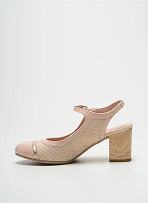 Sandale/pantofi decupați material neted toc de 4 la 6 cm bej DORKING femeie