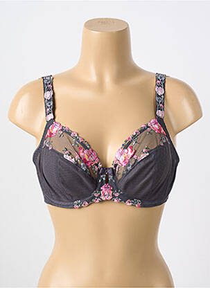 Sutien broderie sutien cupe întregi cu decolteu înalt gri FANTASIE femeie