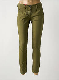 Pantalon chino închidere cu fermoar sub clapetă cu nasturi mărime normală verde LA CIBLE ROUGE femme