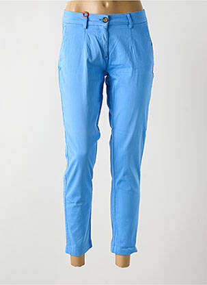 Pantalon 7/8 închidere cu fermoar sub clapetă cu nasturi albastru LA CIBLE ROUGE femeie