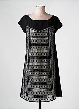 Rochie midi țesătură crep mâneci scurte negru LA FEE MARABOUTEE femeie