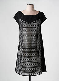 Rochie midi țesătură crep mâneci scurte negru LA FEE MARABOUTEE femeie
