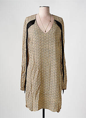 Rochie midi imprimeu fantezie mâneci lungi negru SCOTCH & SODA femeie