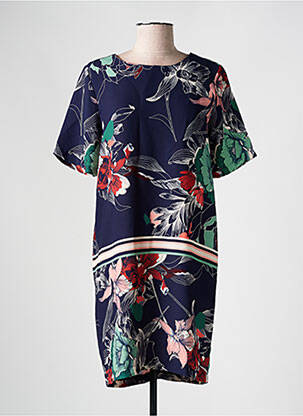 Rochie midi imprimeu floral mâneci scurte albastru LA FEE MARABOUTEE femeie