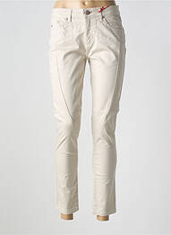 Pantalon 7/8 închidere cu fermoar sub clapetă cu nasturi bej LA CIBLE ROUGE femme