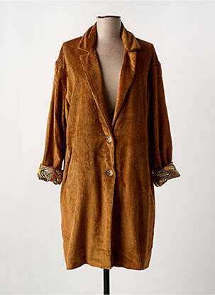 Palton lung maro STORIATIPIC femeie