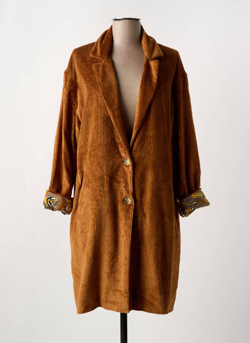 Palton lung maro STORIATIPIC femeie