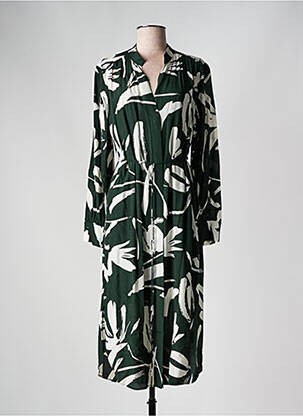 Rochie midi imprimeu fantezie mâneci lungi verde HUGO BOSS femeie