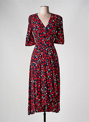 Rochie midi imprimeu floral mâneci scurte roșu HUGO BOSS femeie
