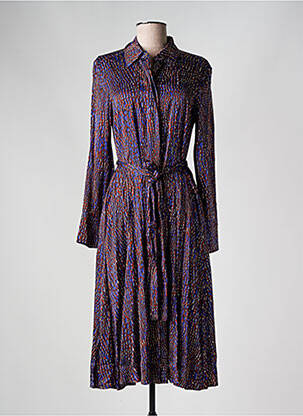 Rochie midi croială fluidă mâneci lungi violet HUGO BOSS femeie