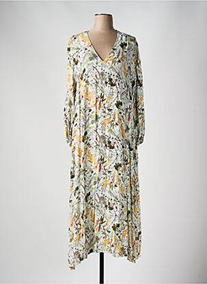 Rochie lungă imprimeu floral mâneci 3/4 verde MASON'S femeie