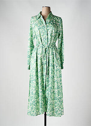 Rochie lungă imprimeu fantezie mâneci lungi verde HUGO BOSS femeie