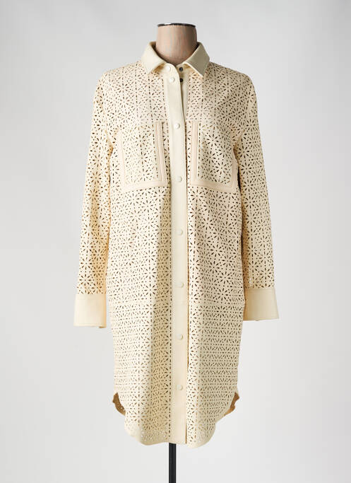 Rochie midi bej HUGO BOSS femeie