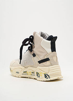 Adidași vârf rotund toc de 4 la 6 cm bej PREMIATA femeie