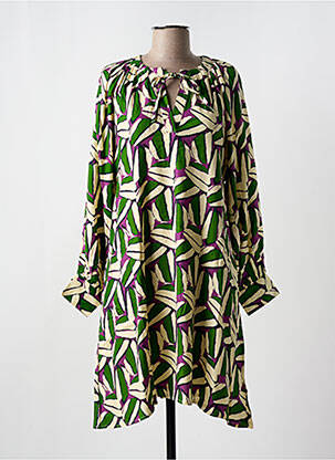 Rochie midi imprimeu fantezie mâneci lungi verde COMPAÑIA FANTASTICA femeie