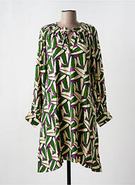 Rochie midi imprimeu fantezie mâneci lungi verde COMPAÑIA FANTASTICA femeie