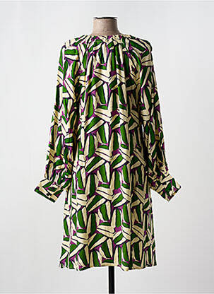 Rochie midi imprimeu fantezie mâneci lungi verde COMPAÑIA FANTASTICA femeie