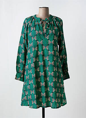 Rochie scurtă croială evazată mâneci lungi verde COMPAÑIA FANTASTICA femeie