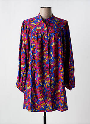 Rochie scurtă croială evazată mâneci lungi albastru COMPAÑIA FANTASTICA femeie