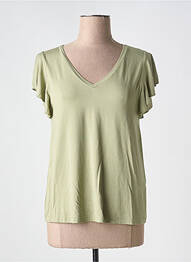 Tricou guler în v mâneci scurte verde IVY BEAU femme
