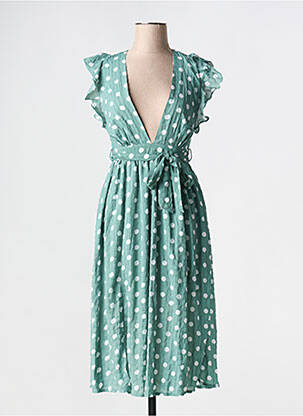 Rochie midi țesătură crep mâneci scurte verde GLAMOROUS femeie