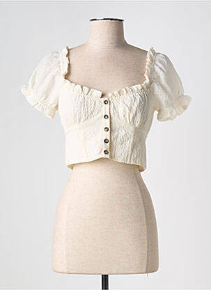 Top țesătură crep mâneci scurte bej H&M femeie