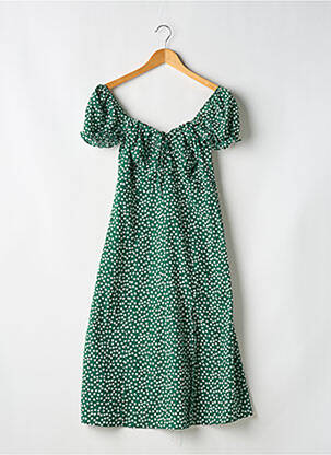Rochie midi imprimeu floral mâneci scurte verde LOAVIES femeie