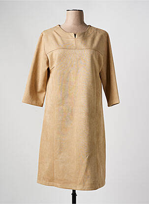 Rochie midi mâneci 3/4 mâneci 3/4 bej PLURIELLES femeie