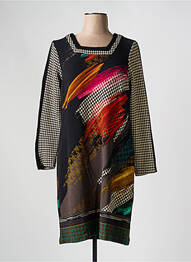 Rochie midi imprimeu fantezie mâneci lungi negru GUY DUBOUIS femme