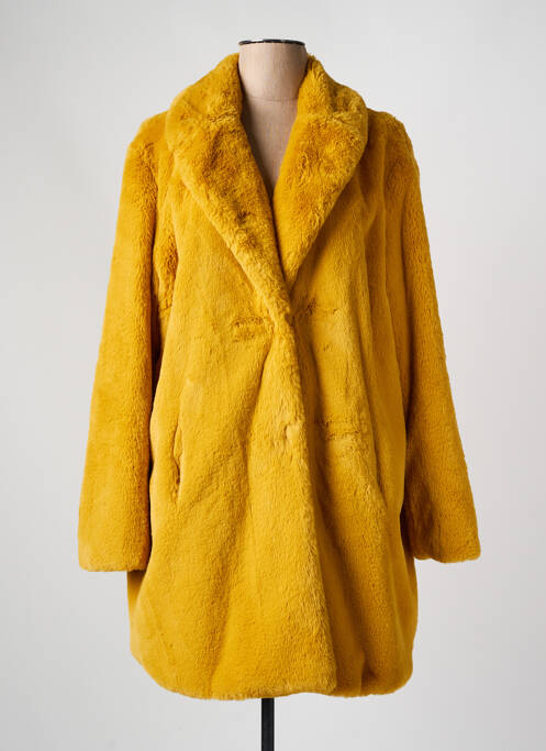 Palton lung croială cambrată fără glugă galben WHITE LABEL femme