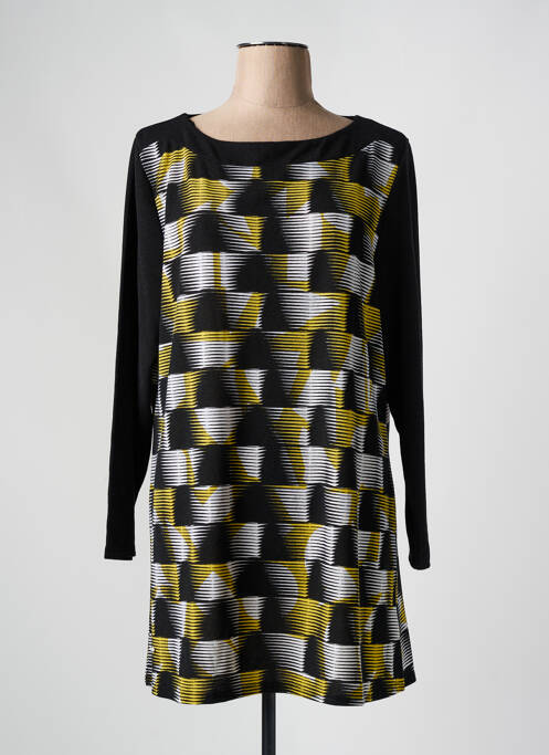 Pulover tunică elasticitate mâneci lungi negru MARBLE femme