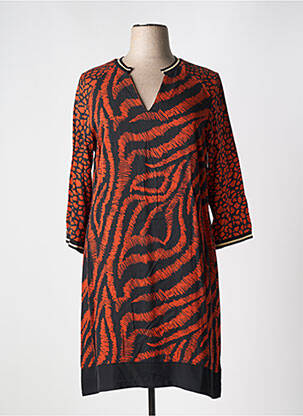 Rochie midi mâneci 3/4 mâneci 3/4 portocalie FRED SABATIER femeie