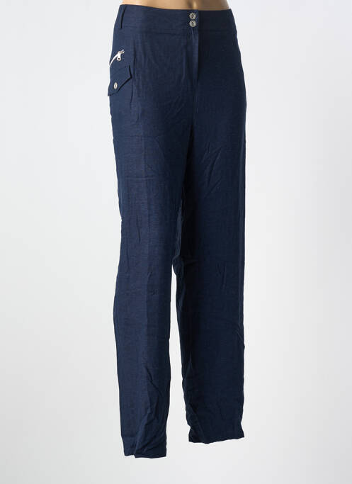 Pantalon drept închidere cu fermoar sub clapetă cu nasturi mărime normală albastru IMPULSION femme