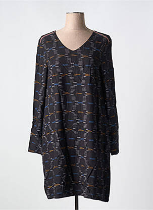 Rochie midi imprimeu fantezie mâneci lungi negru SURKANA femeie