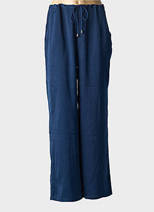 Pantalon drept țesătură crep mărime normală albastru SURKANA femeie