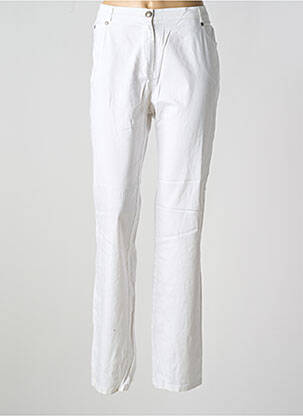 Pantalon drept țesătură poplin mărime normală alb MERI & ESCA femeie