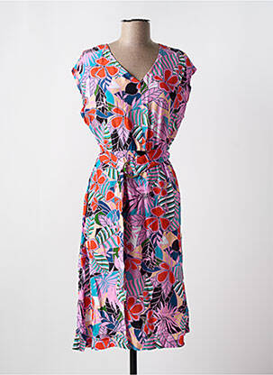 Rochie midi mâneci scurte mâneci scurte violet MADEMOISELLE YEYE femeie