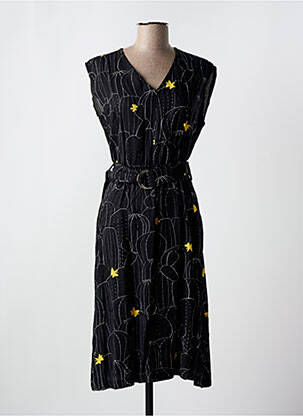 Rochie midi imprimeu fantezie fără mâneci negru MADEMOISELLE YEYE femeie